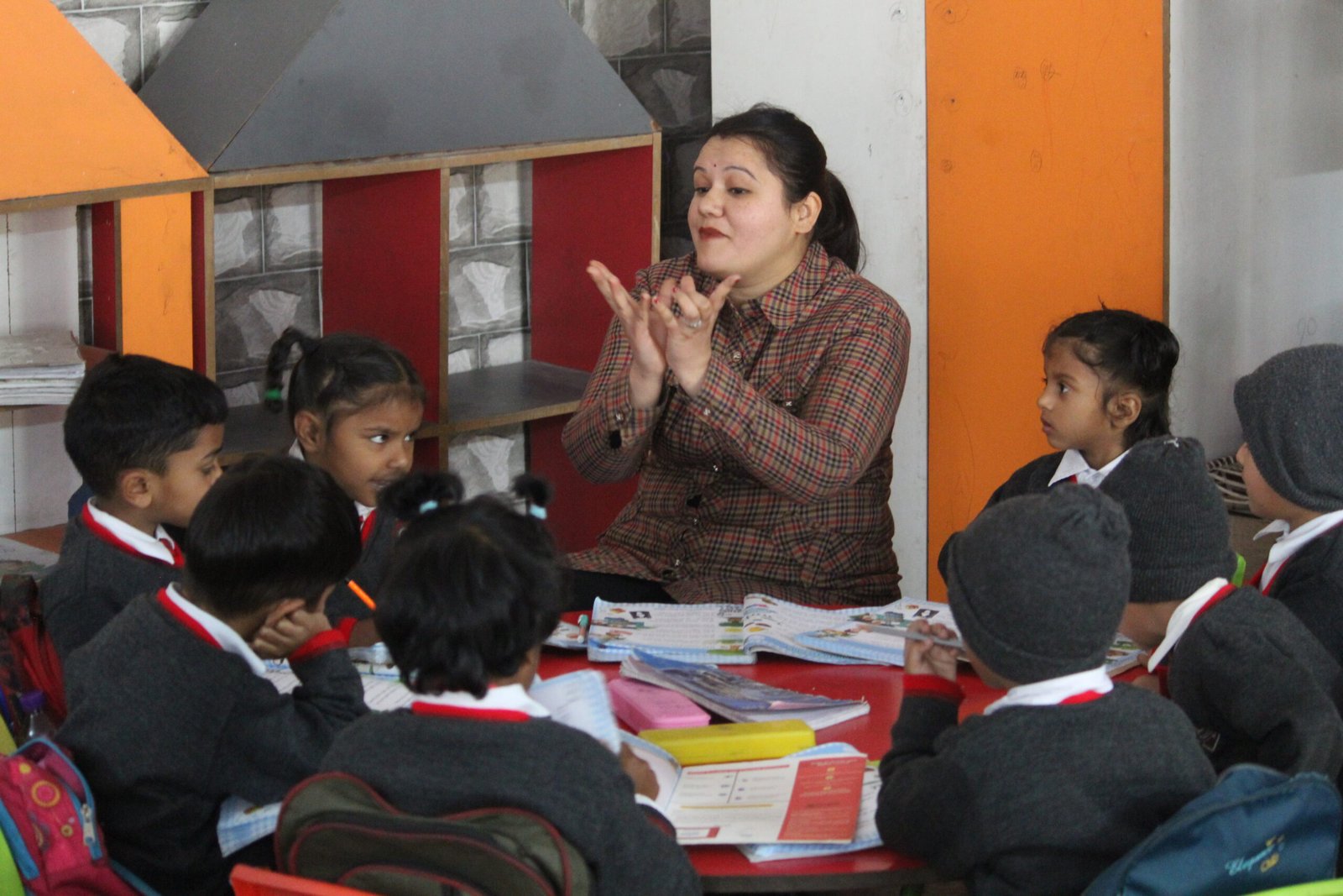 Students taking part in a skill development activity